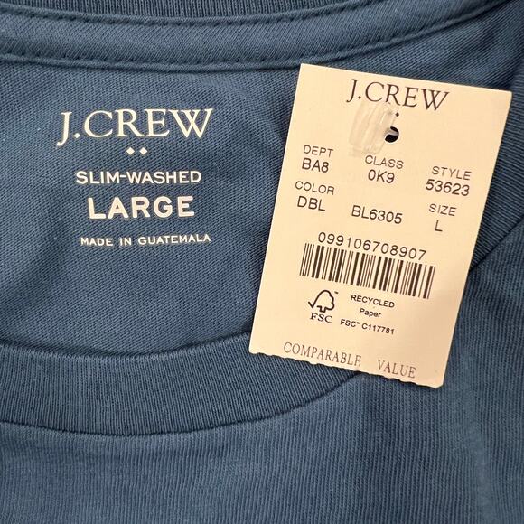 NWT J. Crew Deep Blue Washed Jersey Crewneck Pocket Tee - Picture 7 of 9